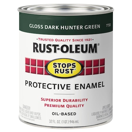 Interior/Exterior Paint, Gloss, Oil Base, Dark Hunter Green, 1 qt MPN:7733502