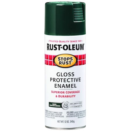 Spray Paint, Hunter Green, Gloss, Solvent, 12 oz. MPN:7733830