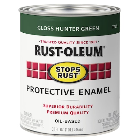Interior/Exterior Paint, Gloss, Oil Base, Hunter Green, 1 qt MPN:7738502