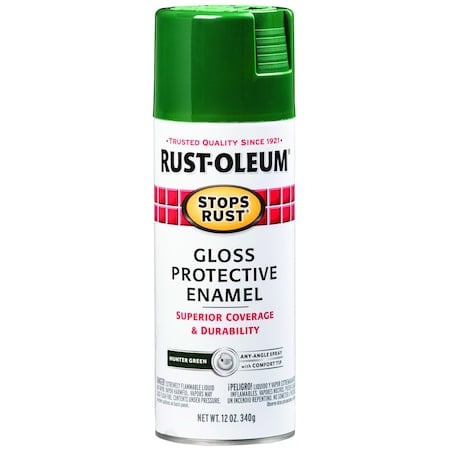 Spray Paint, Hunter Green, Gloss, Solvent, 12 oz. MPN:7738830