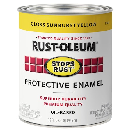 Interior/Exterior Paint, Gloss, Oil Base, Sunburst Yellow, 1 qt MPN:7747502