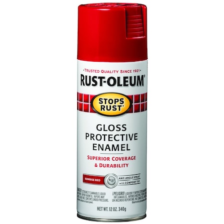 Spray Paint, Sunrise Red, Gloss, Solvent, 12 oz. MPN:7762830