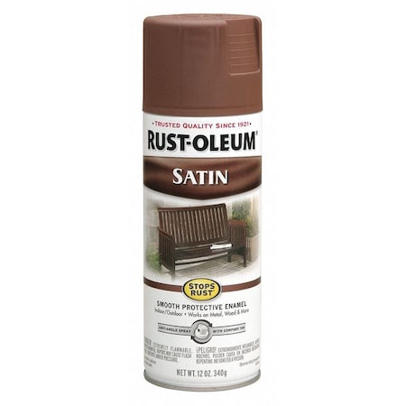 Spray Paint, Chestnut Brown, Satin, Solvent, 12 oz. MPN:7774830