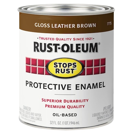 Interior/Exterior Paint, Gloss, Oil Base, Leather Brown, 1 qt MPN:7775502
