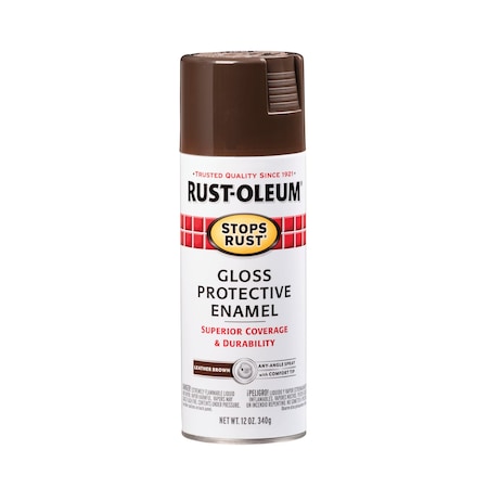 Spray Paint, Leather Brown, Gloss, Solvent, 12 oz. MPN:7775830