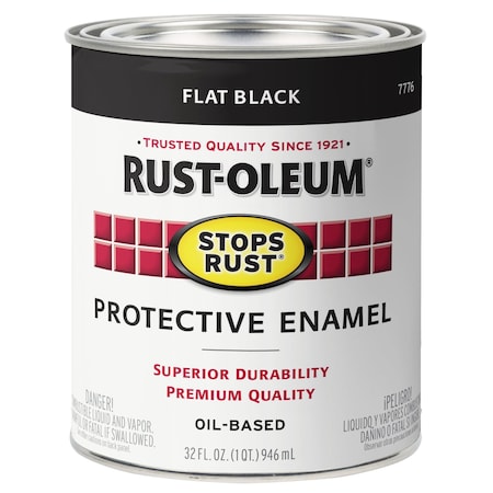 Interior/Exterior Paint, Flat, Black, 1 qt MPN:7776502