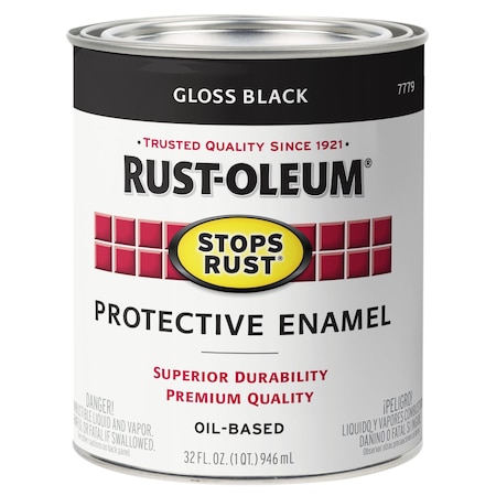 Interior/Exterior Paint, Gloss, Oil Base, Black, 1 qt MPN:7779502
