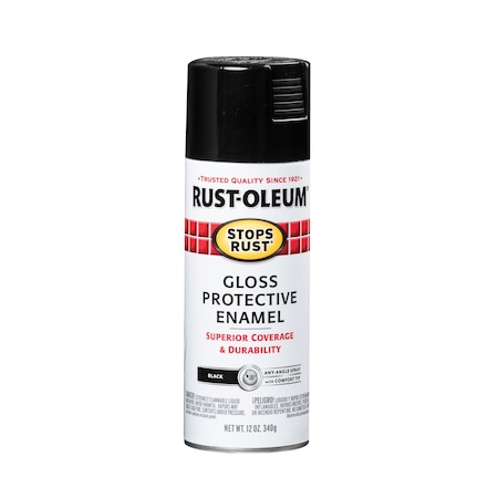 Spray Paint, Black, Gloss, Solvent, 12 oz MPN:7779830