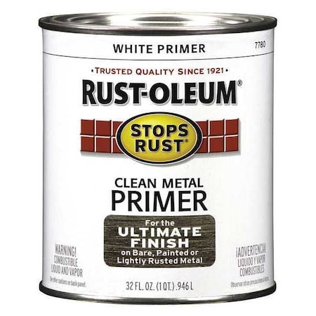 Interior/Exterior Paint, Primer, White, 1 qt MPN:7780502