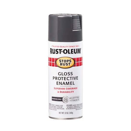 Spray Paint, Charcoal Gray, Gloss, Solvent, 12 oz MPN:7784830