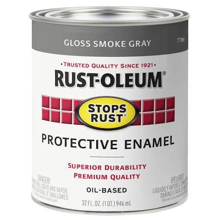 Interior/Exterior Paint, Gloss, Smoke Gray, 1 qt MPN:7786502