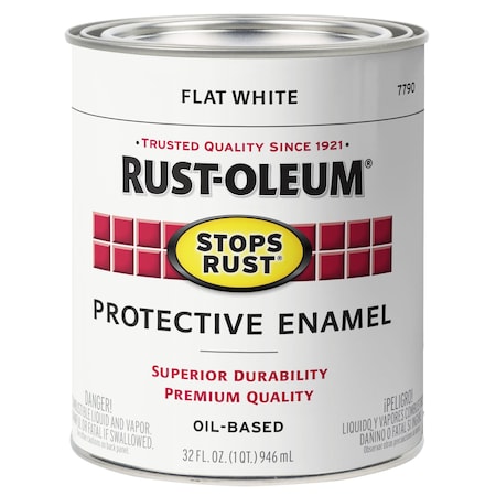 Interior/Exterior Paint, Flat, White, 1 qt MPN:7790502