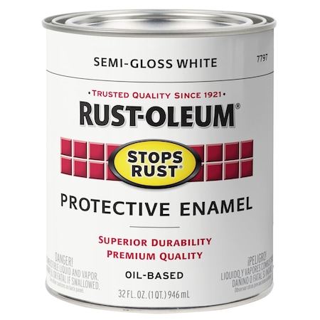 Interior/Exterior Paint, Semi-Gloss, White, 1 qt MPN:7797502