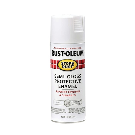 Spray Paint, White, Semi-Gloss, Solvent, 12 oz. MPN:7797830