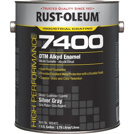 Interior/Exterior Paint, High Gloss, Oil Base, Silver Gray, 1 gal MPN:906402