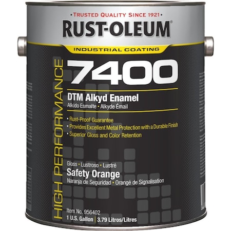 Interior/Exterior Paint, High Gloss, Oil Base, Safety Orange, 1 gal MPN:956402