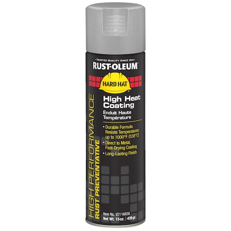 High Temperature Spray Paint, Aluminum, Flat, Solvent, 15 oz MPN:V2116838