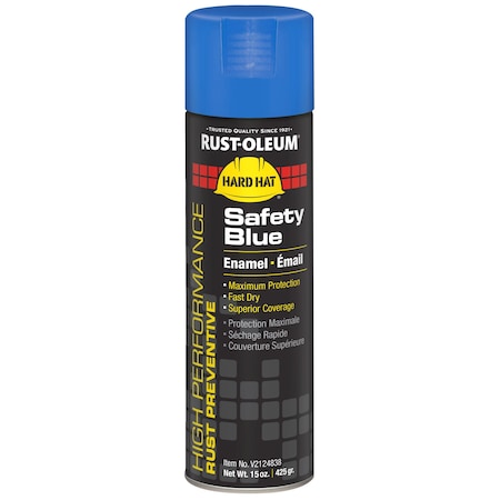 Rust Preventative Spray Paint, Safety Blue, Gloss, Solvent, 15 oz MPN:V2124838