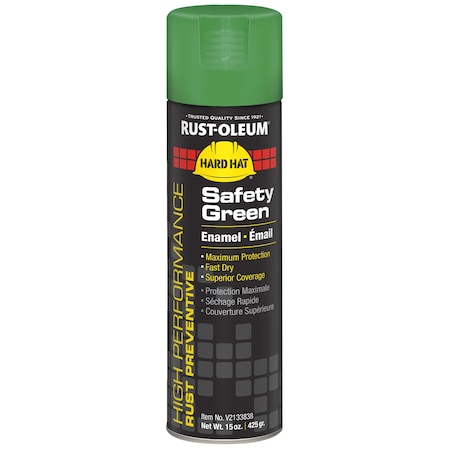 Rust Preventative Spray Paint, Safety Green, Gloss, Solvent, 15 oz MPN:V2133838