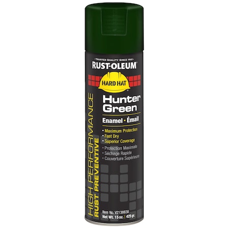 Rust Preventative Spray Paint, Hunter Green, Gloss, Solvent, 15 oz MPN:V2138838