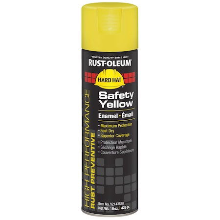 Rust Preventative Spray Paint, Safety Yellow, Gloss, Solvent, 15 oz MPN:V2143838