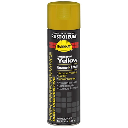 Rust Preventative Spray Paint, Industrial Yellow, Gloss, Solvent, 15 oz. MPN:V2147838