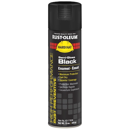 Rust Preventative Spray Paint, Black, Semi-Gloss, Solvent, 15 oz MPN:V2177838