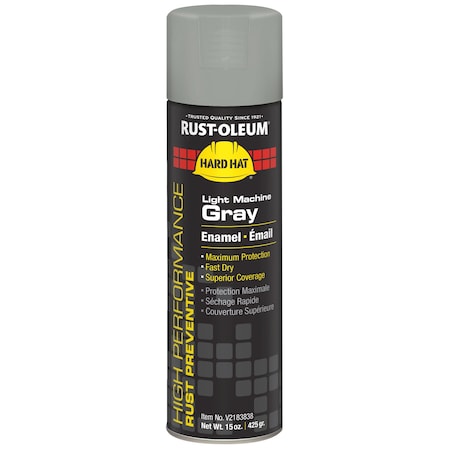 Rust Preventative Spray Paint, Light Machinery Gray, Gloss, Solvent, 15 oz MPN:V2183838