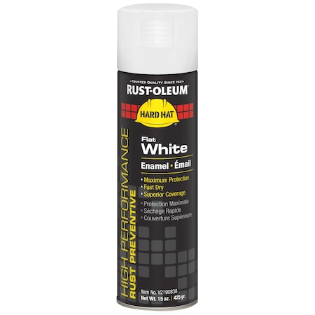 Rust Preventative Spray Paint, White, Flat, Solvent, 15 oz MPN:V2190838