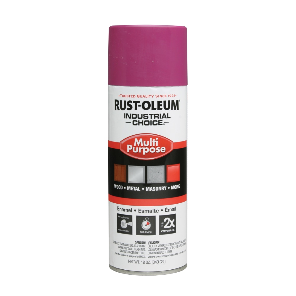 Rust-Oleum Industrial Choice 1600 System Multi-Purpose Enamel Spray Paint, 12 Oz, Gloss Safety Purple, Case Of 6 Cans MPN:1670830