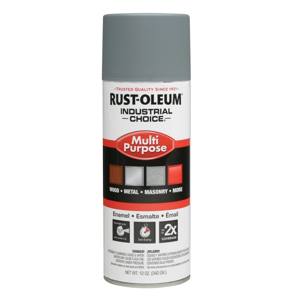 Rust-Oleum Industrial Choice 1600 System Multi-Purpose Enamel Spray Primer, 12 Oz, Flat Gray, Case Of 6 Cans MPN:1680830V