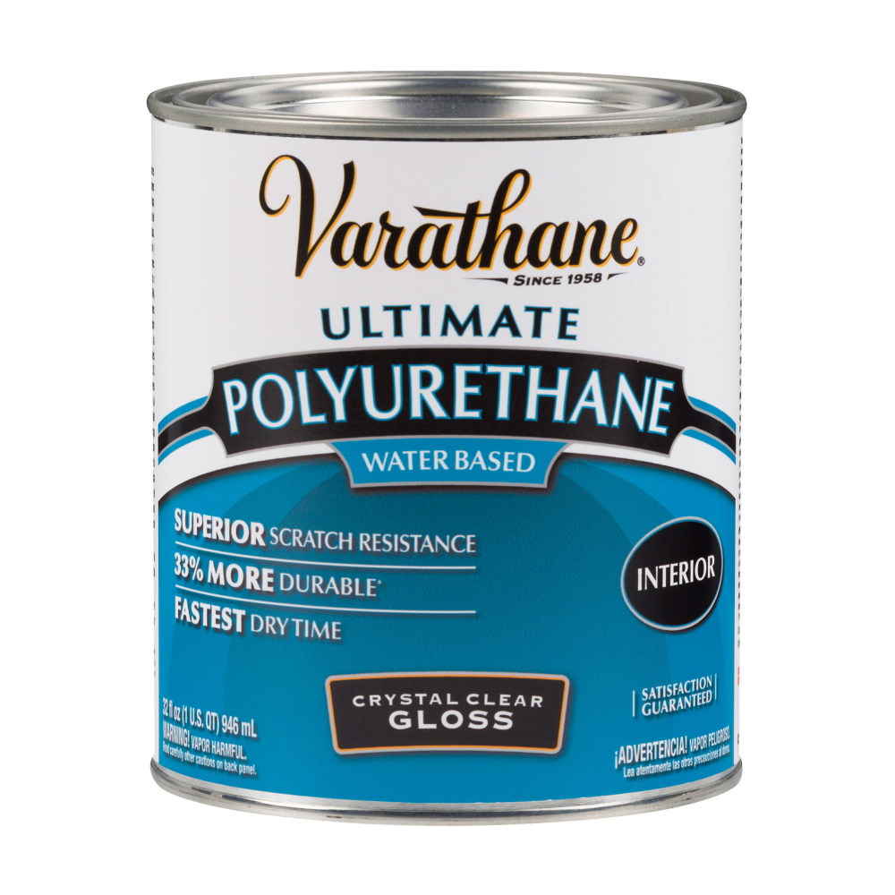 Varathane Ultimate Water-Based Polyurethane, 32 Oz, Crystal Clear Gloss, Pack Of 2 Cans MPN:200041H