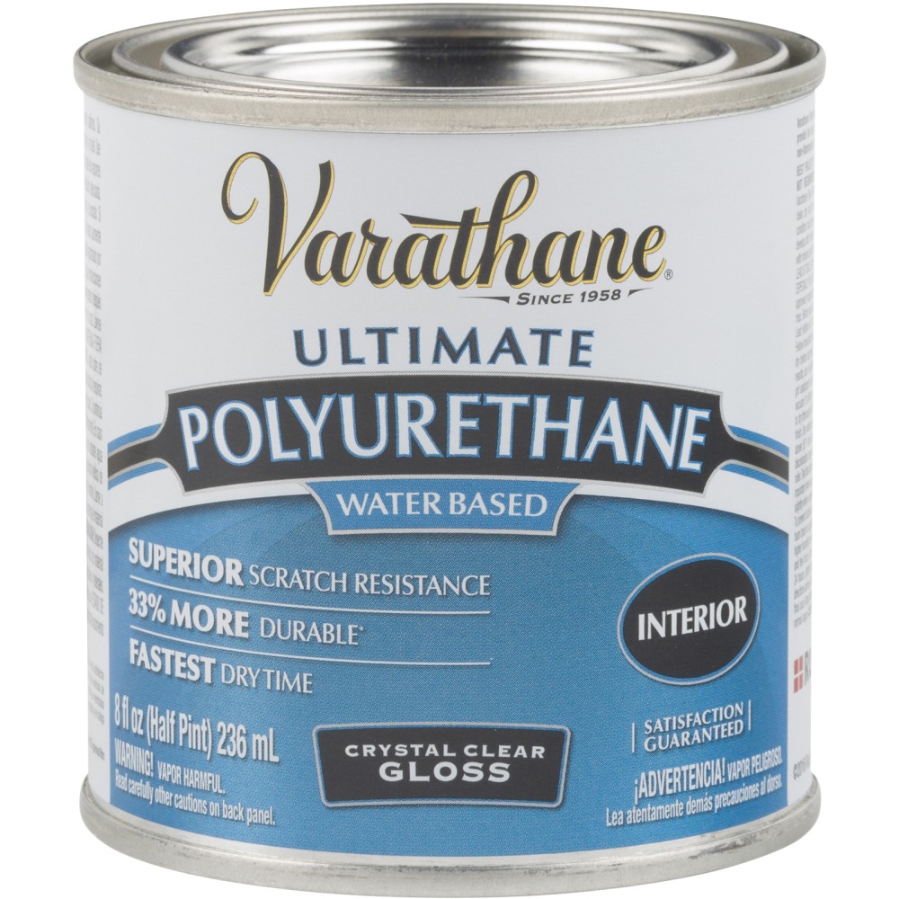 Varathane Ultimate Water-Based Polyurethane, 8 Oz, Crystal Clear Gloss, Pack Of 4 Cans MPN:200061H