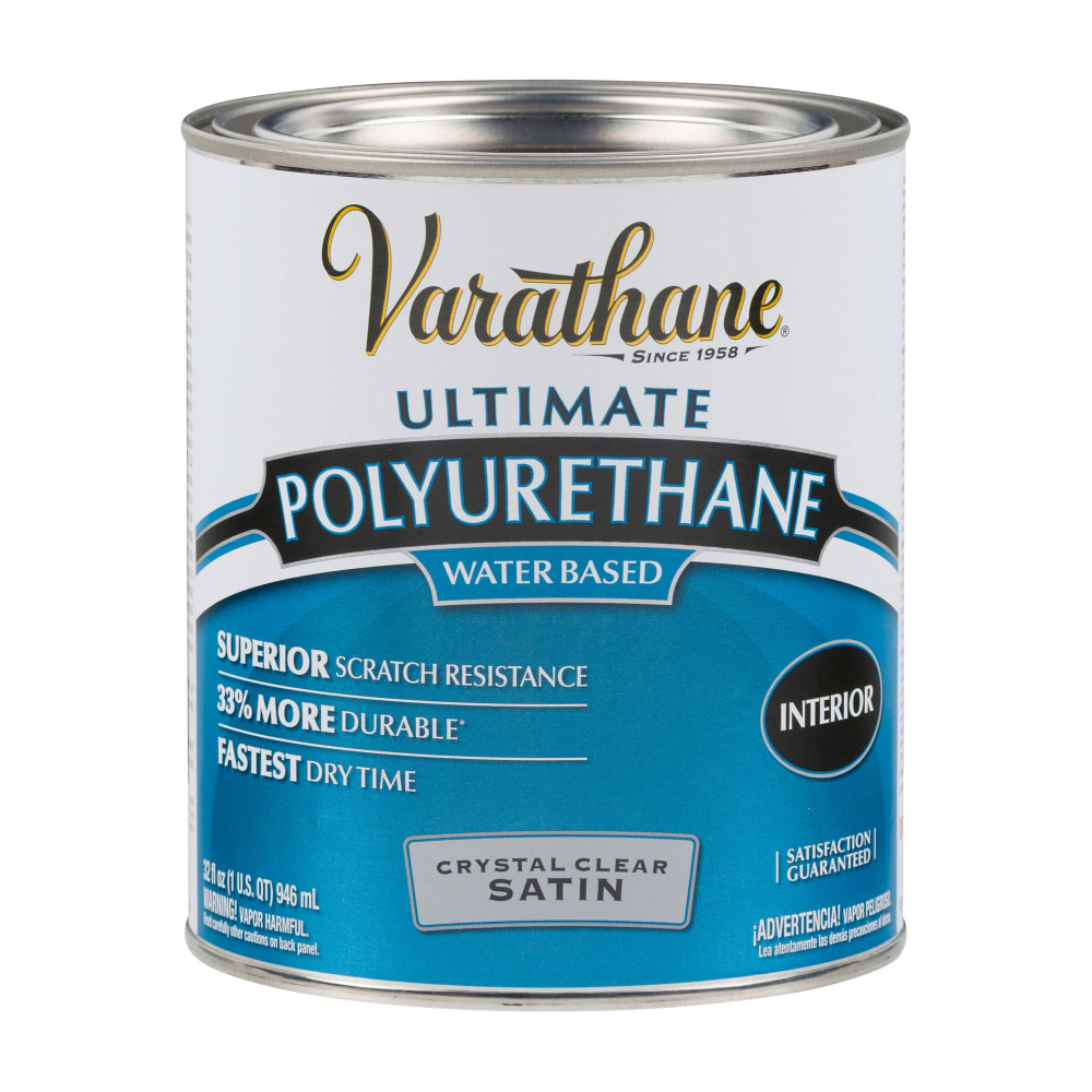 Varathane Ultimate Water-Based Polyurethane, 32 Oz, Crystal Clear Satin, Pack Of 2 Cans MPN:200241H