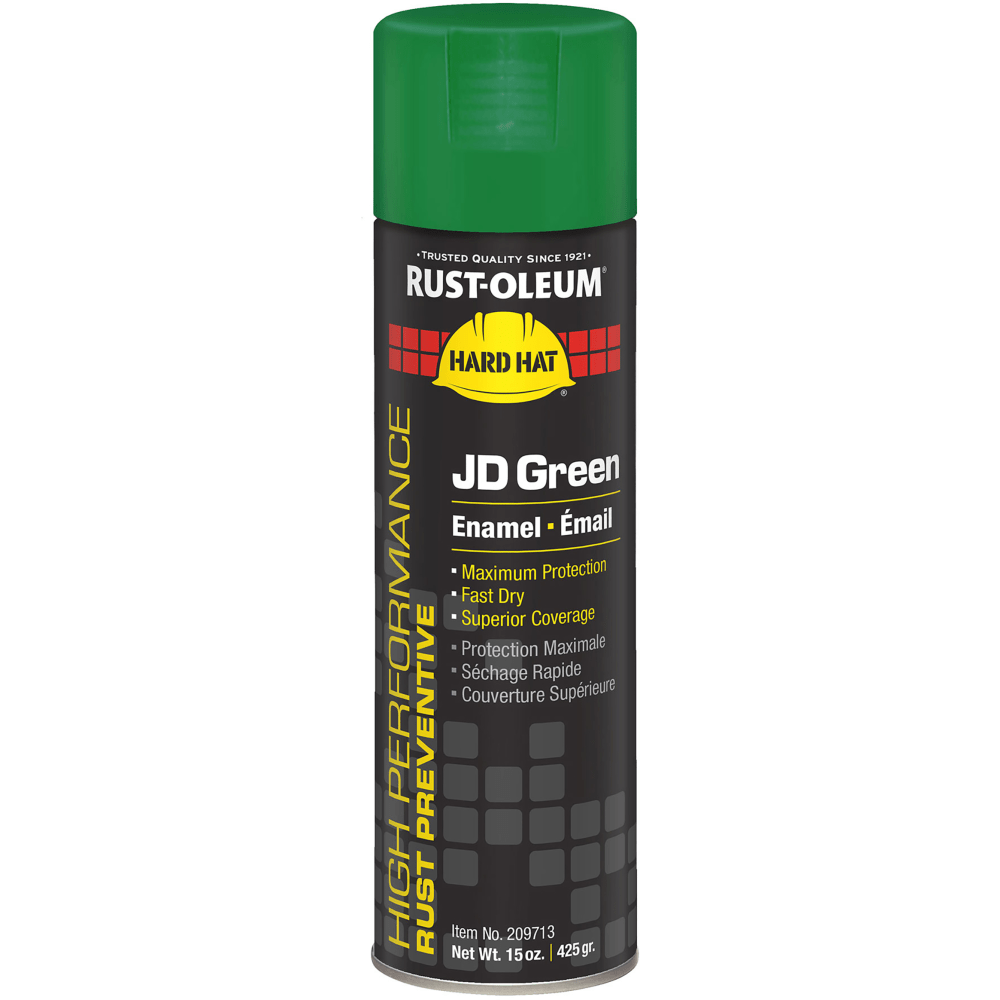 Rust-Oleum Hard Hat High Performance V2100 System Rust Preventive Enamel Farm Equipment Spray Paint, 15 Oz, Gloss JD Green, Case Of 6 Cans MPN:209713