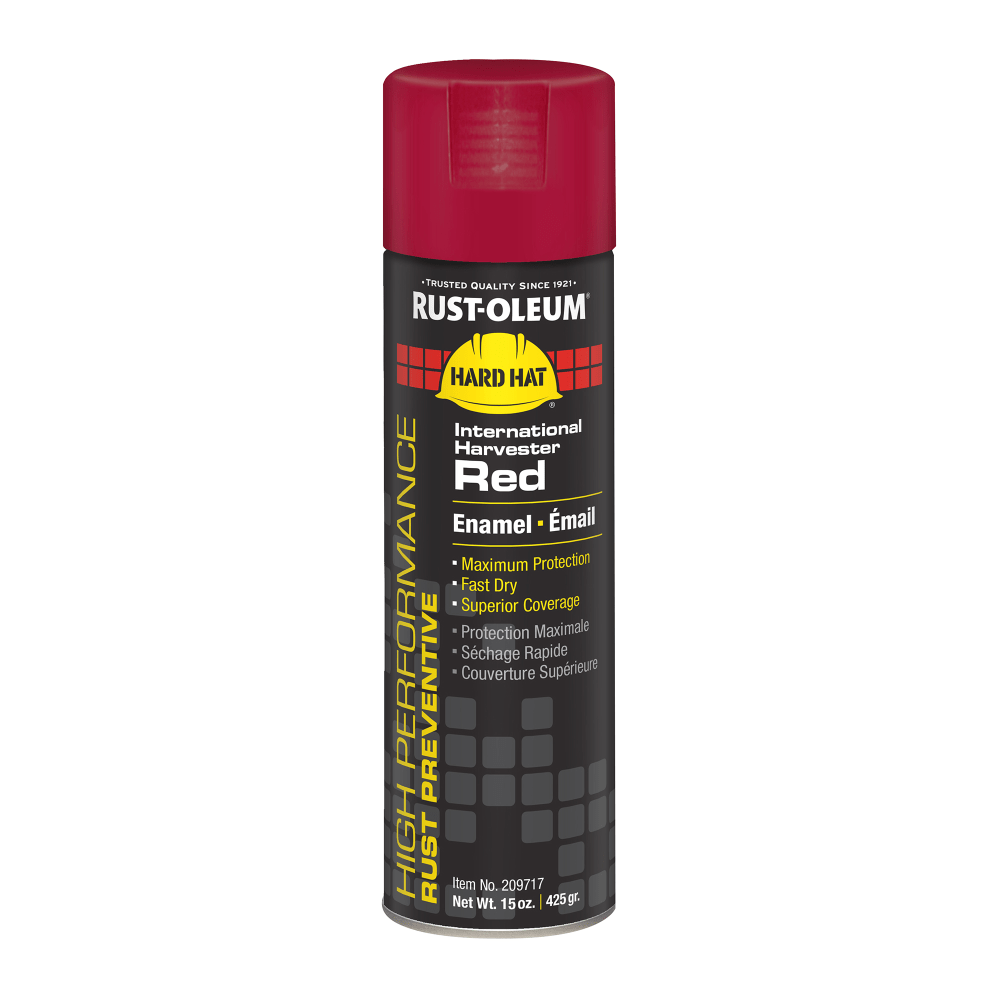 Rust-Oleum Hard Hat High Performance V2100 System Rust Preventive Enamel Farm Equipment Spray Paint, 15 OzHarvester Red, Case Of 6 Cans - 209717 MPN:209717