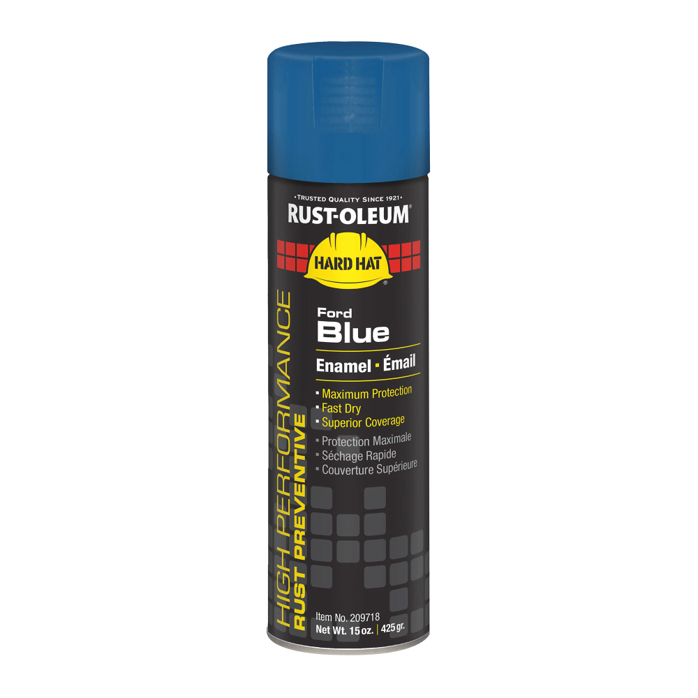 Rust-Oleum Hard Hat High Performance V2100 System Rust Preventive Enamel Farm Equipment Spray Paint, 15 Oz, Gloss Ford Blue, Case Of 6 Cans MPN:209718