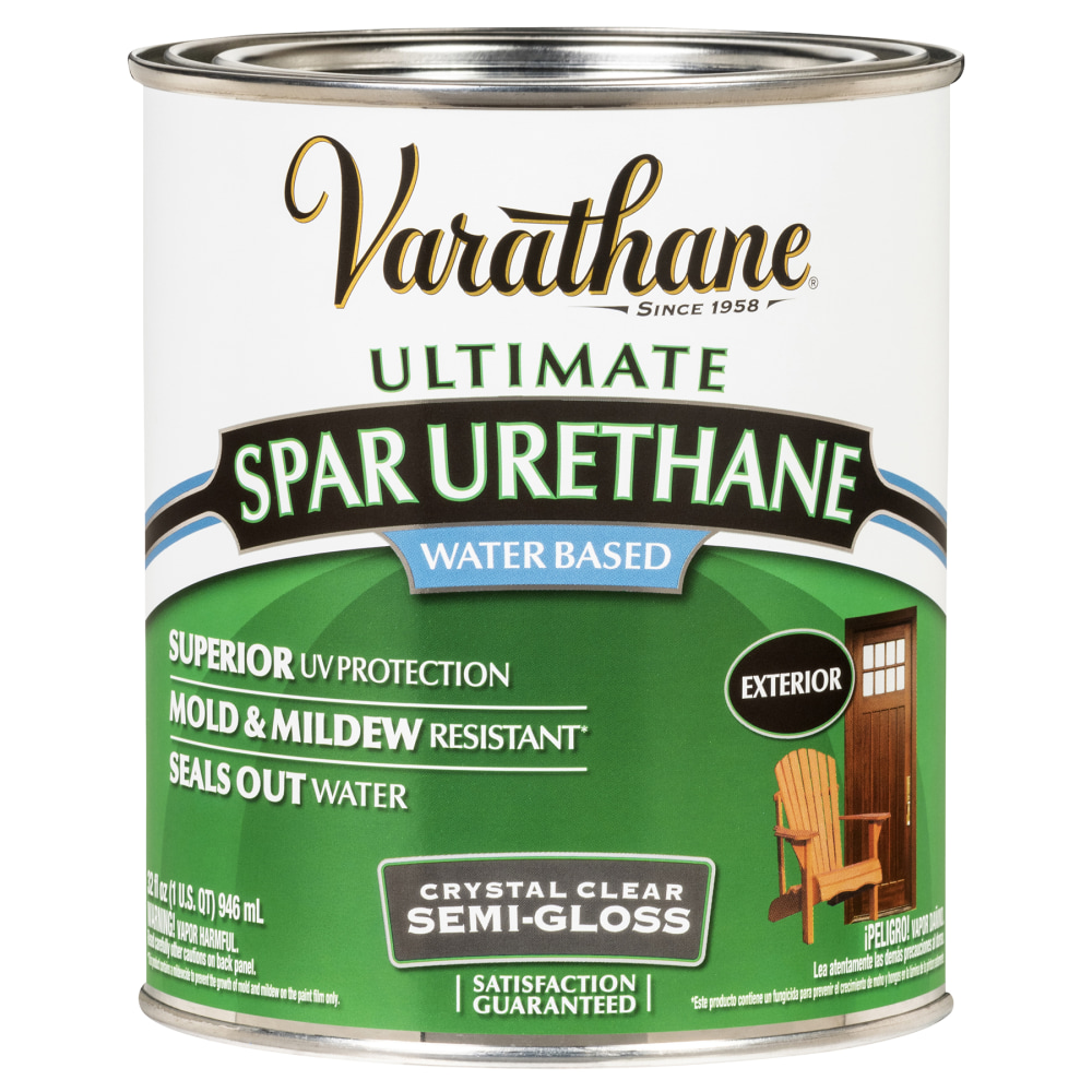 Varathane Ultimate Water-Based Spar Urethane, 32 Oz, Crystal Clear Semi-Gloss, Pack Of 2 Cans MPN:250141H