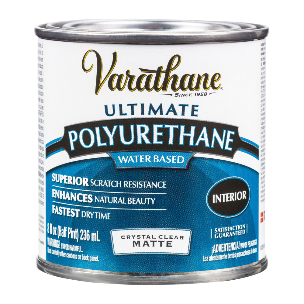 Varathane Ultimate Water-Based Polyurethane, 8 Oz, Crystal Clear Matte, Pack Of 4 Cans MPN:262075