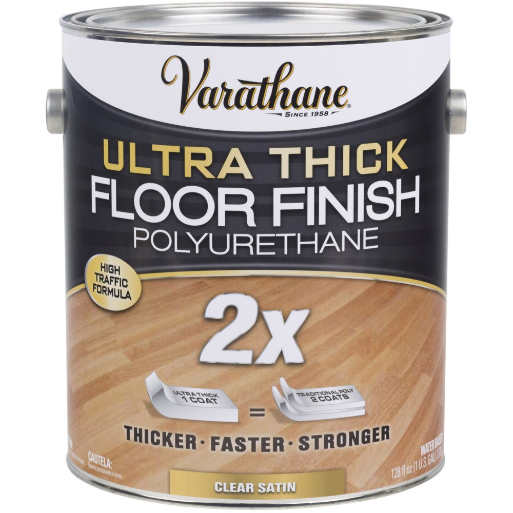 Varathane Ultra Thick 2X Floor Finish Polyurethane, 1 Gallon, Clear Satin, Pack Of 2 Cans MPN:298274