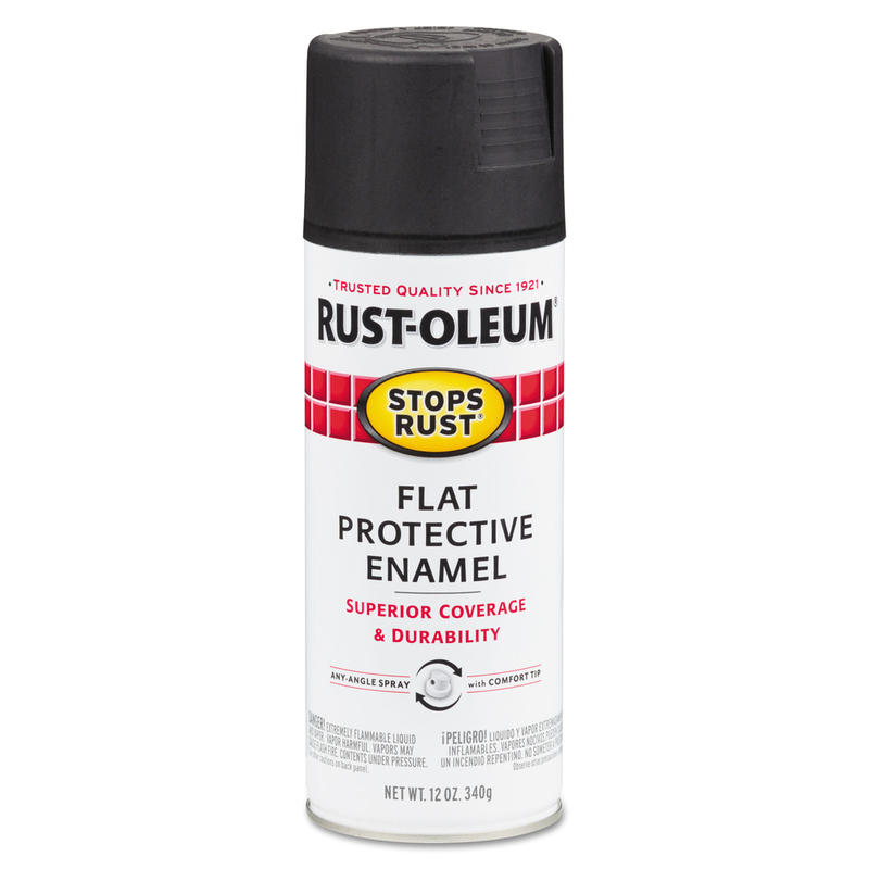 Rust-Oleum Stops Rust Protective Enamel Spray Paint, 12 Oz, Flat Black, Pack of 6 Cans MPN:7776-830