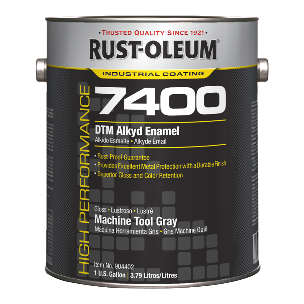 Rust-Oleum High Performance 7400 System 450 VOC DTM Alkyd Enamel Paint Cans, 1 Gallon, High Gloss Machine Tool Gray, Pack Of 2 Paint Cans MPN:904402