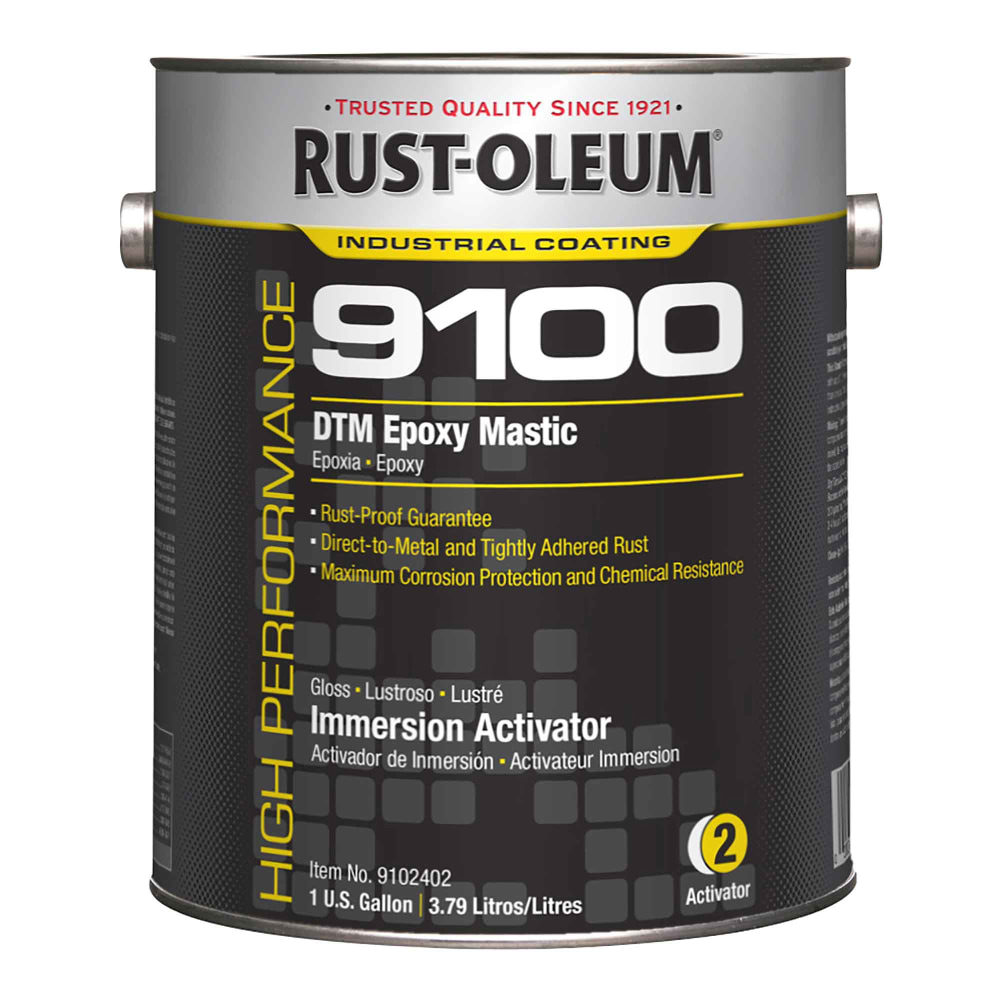Rust-Oleum High Performance 9100 System DTM Epoxy Mastic Paint Cans, 1 Gallon, Standard Gloss Activator, Pack Of 2 Paint Cans MPN:9101402