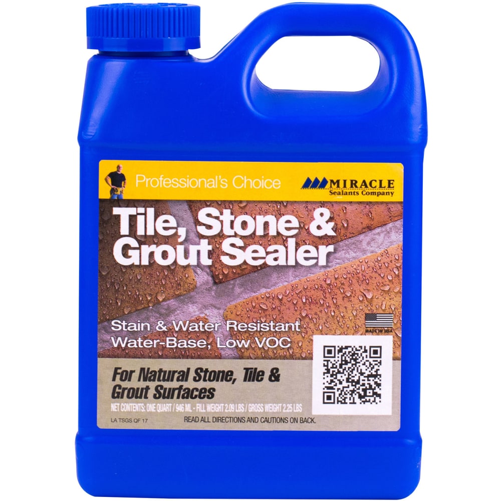 Miracle Sealants Tile, Stone & Grout Sealer, 1 Quart, Case Of 6 Bottles MPN:TSSQT6