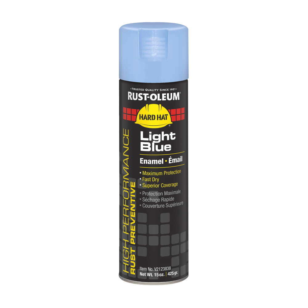 Rust-Oleum Hard Hat High Performance V2100 System Rust Preventive Enamel Spray Paint, 15 Oz, Gloss Light Blue, Case Of 6 Cans MPN:V2123838