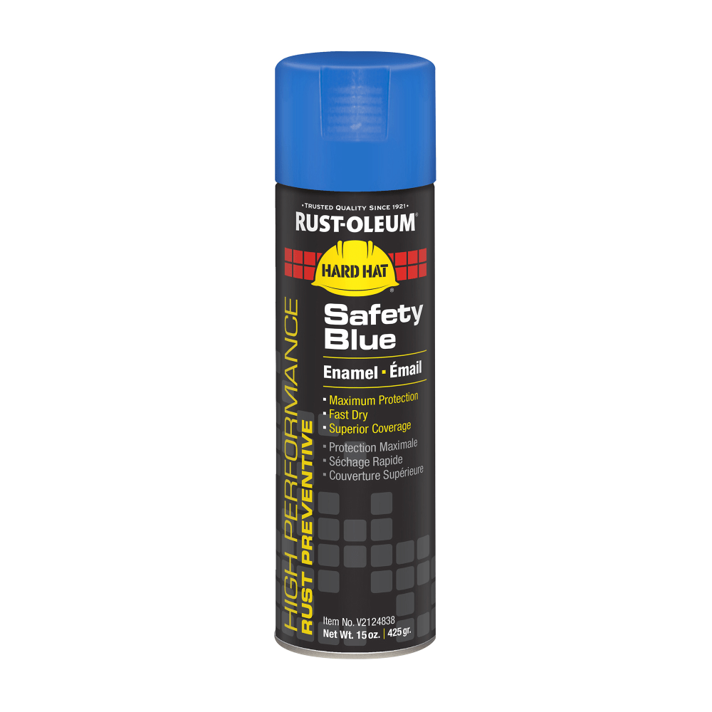 Rust-Oleum Hard Hat High Performance V2100 System Rust Preventive Enamel Spray Paint, 15 Oz, Gloss Safety Blue, Case Of 6 Cans MPN:V2124838