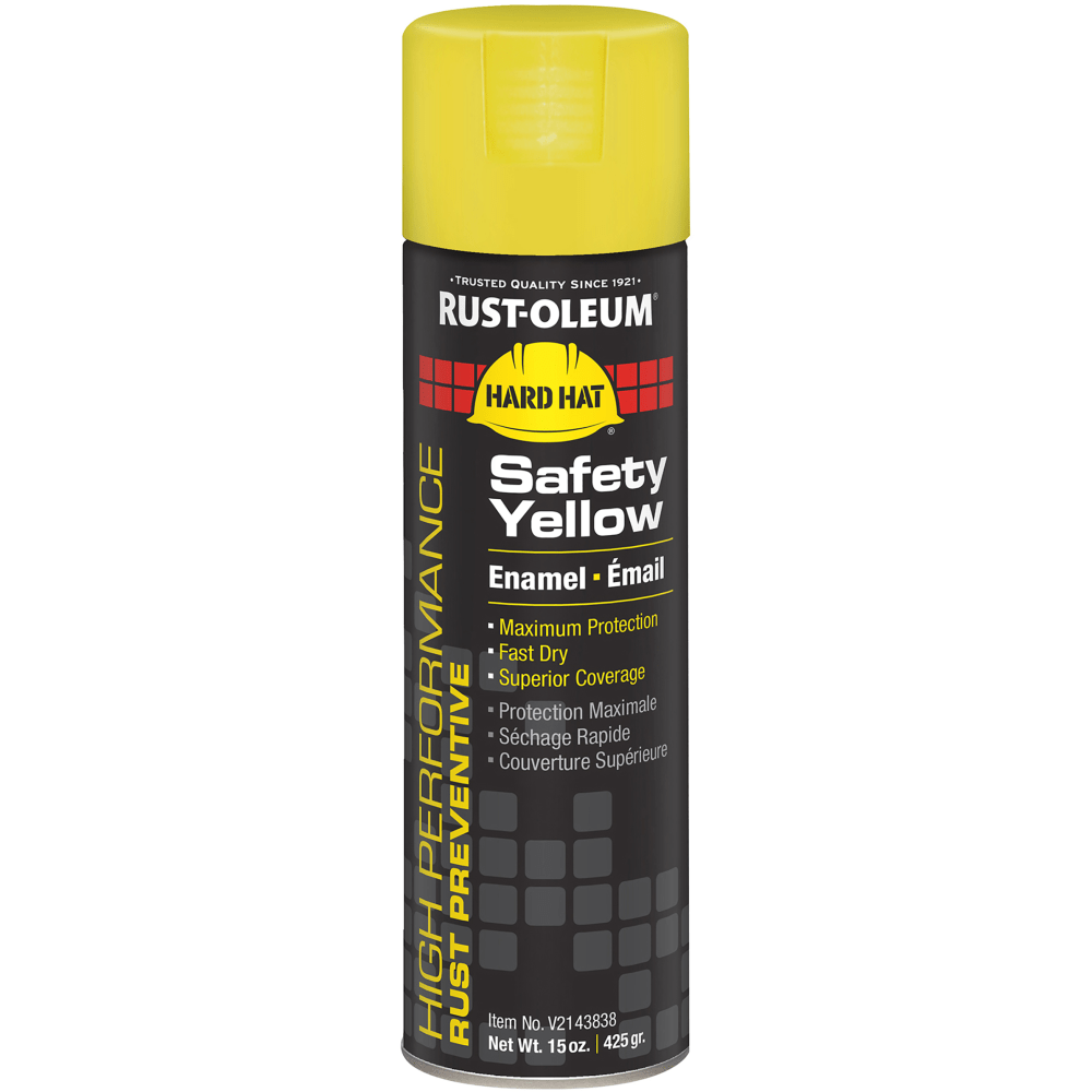 Rust-Oleum Hard Hat High Performance V2100 System Rust Preventive Enamel Spray Paint, 15 Oz, Gloss Safety Yellow, Case Of 6 Cans MPN:V2143838