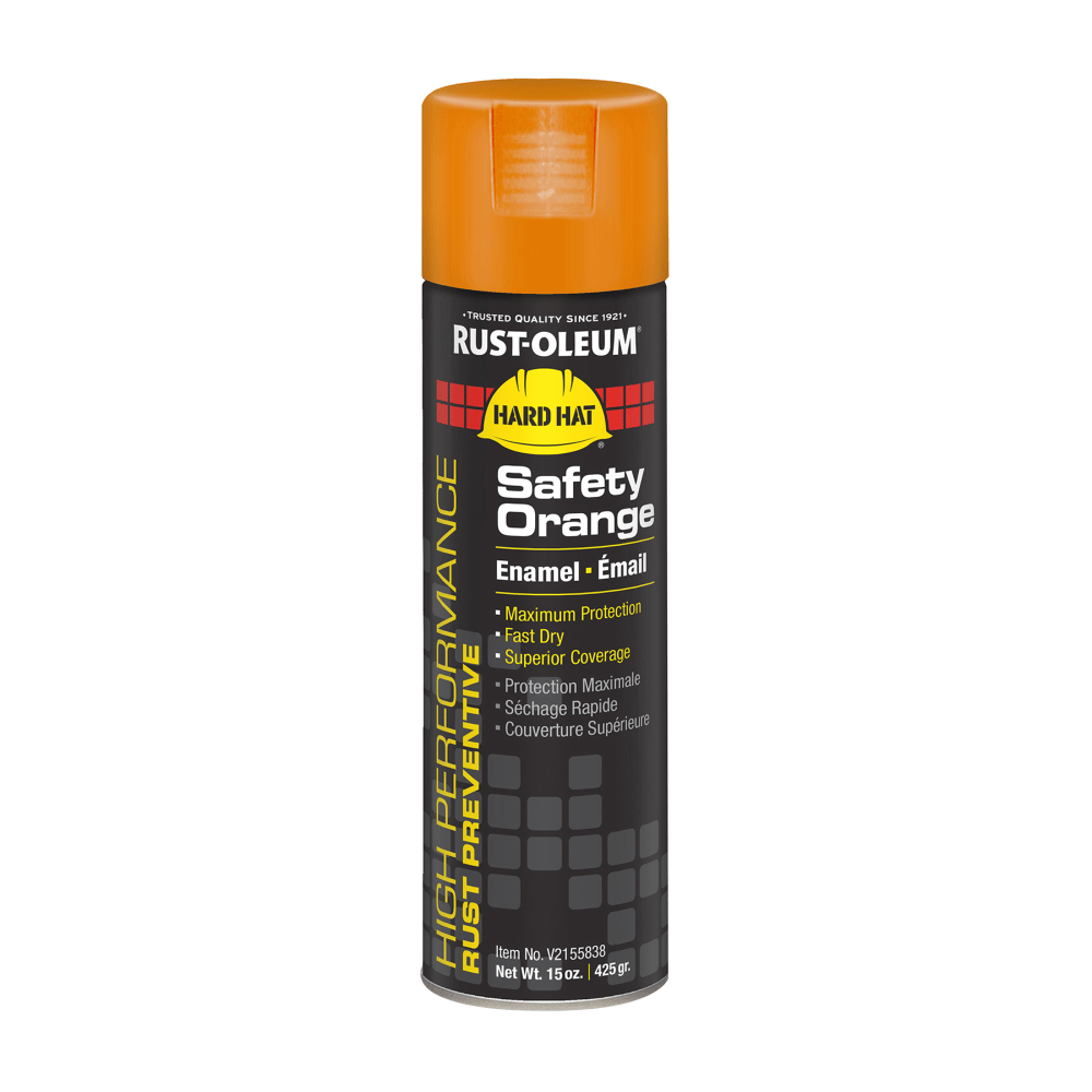 Rust-Oleum Hard Hat High Performance V2100 System Rust Preventive Enamel Spray Paint, 15 Oz, Gloss Safety Orange, Case Of 6 Cans MPN:V2155838