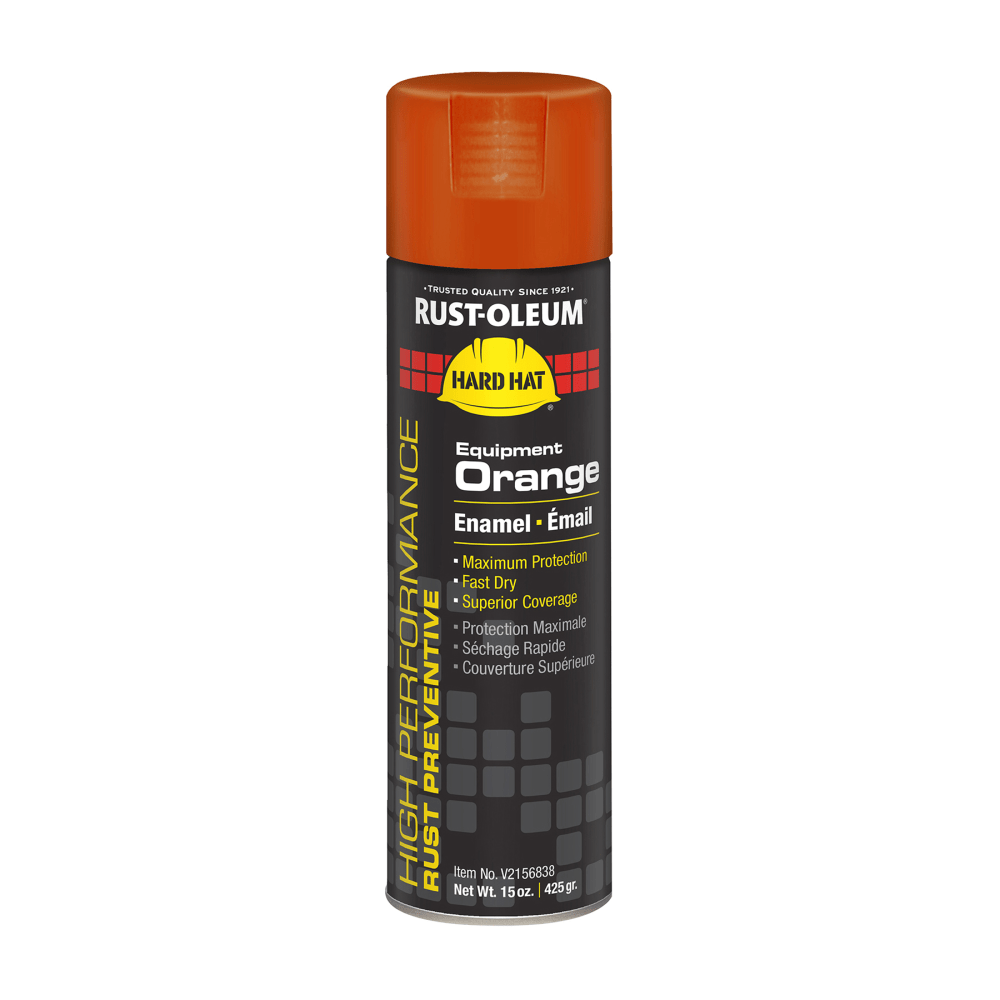 Rust-Oleum Hard Hat High Performance V2100 System Rust Preventive Enamel Spray Paint, 15 Oz, Gloss Equipment Orange, Case Of 6 Cans MPN:V2156838
