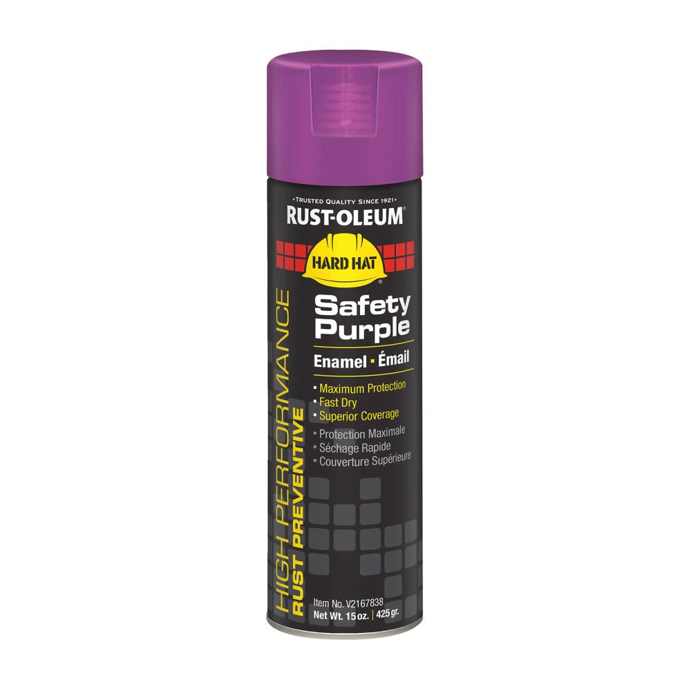 Rust-Oleum Hard Hat High Performance V2100 System Rust Preventive Enamel Spray Paint, 15 Oz, Gloss Safety Purple, Case Of 6 Cans MPN:V2167838